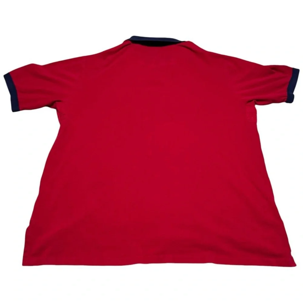 Ralph Lauren Red Navy Polo Zip Snap Shirt‎ 2XL Tall Big Pony Cotton Short Sleeve